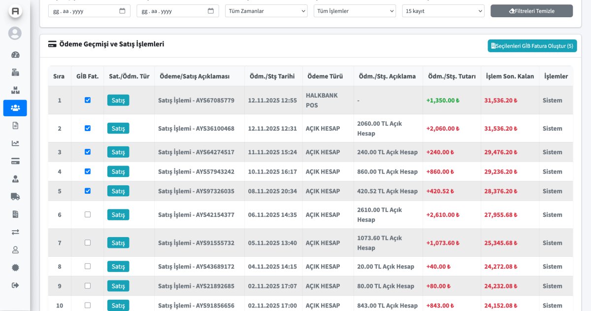 AysimaPOS Toplu E-Fatura Oluşturma - Birden Fazla Satışı Tek Faturada