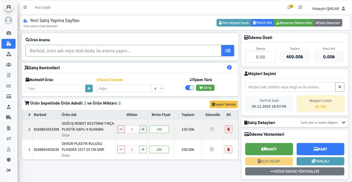 AysimaPOS Profesyonel Satış POS Ekranı - Hızlı ve Kolay Satış Yönetimi
