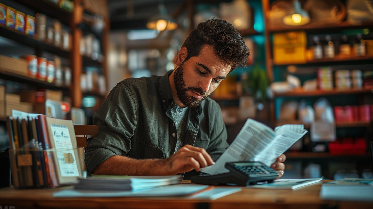 Masa başında e-fatura başvurusu yapan işletme sahibi ve dijital dönüşüm simgeleri Masa başında e-fatura başvurusu yapan işletme sahibi ve dijital dönüşüm simgeleri
