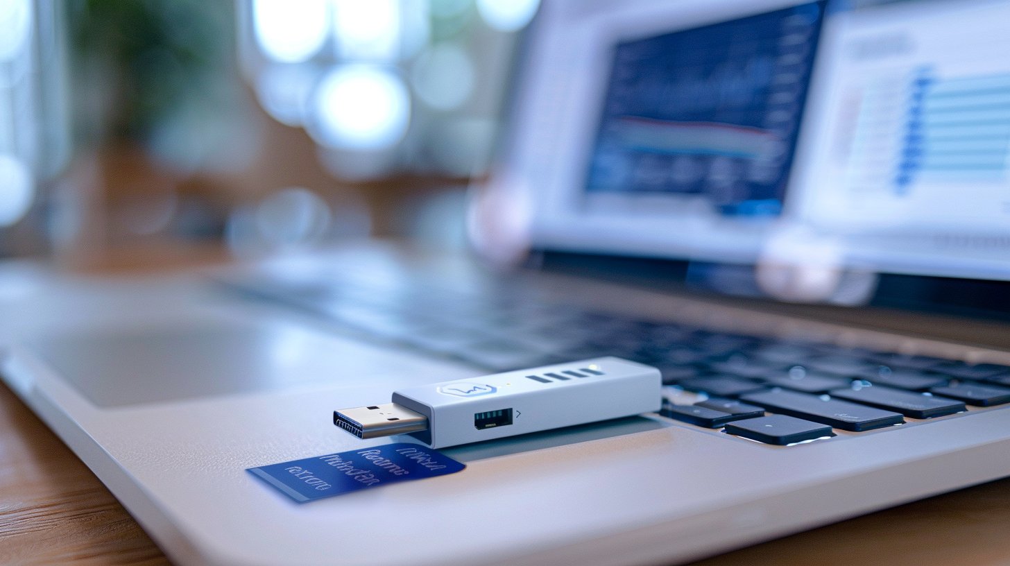 Bilgisayara takılı mali mühür USB cihazı ve e-fatura ekranı Bilgisayara takılı mali mühür USB cihazı ve e-fatura ekranı